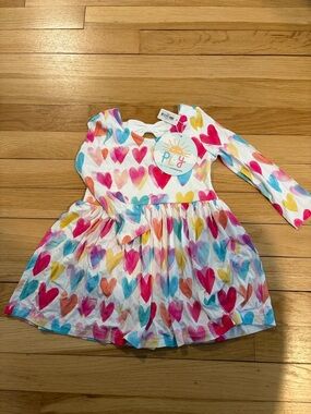 Little Sleepies Long Sleeve Dress - Watercolor Love